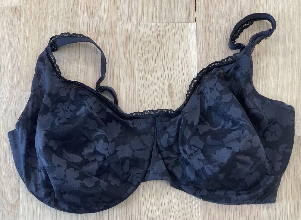 Bali Longline Bra Womens 36DDD Black Lace Underwire Full Coverage Lined